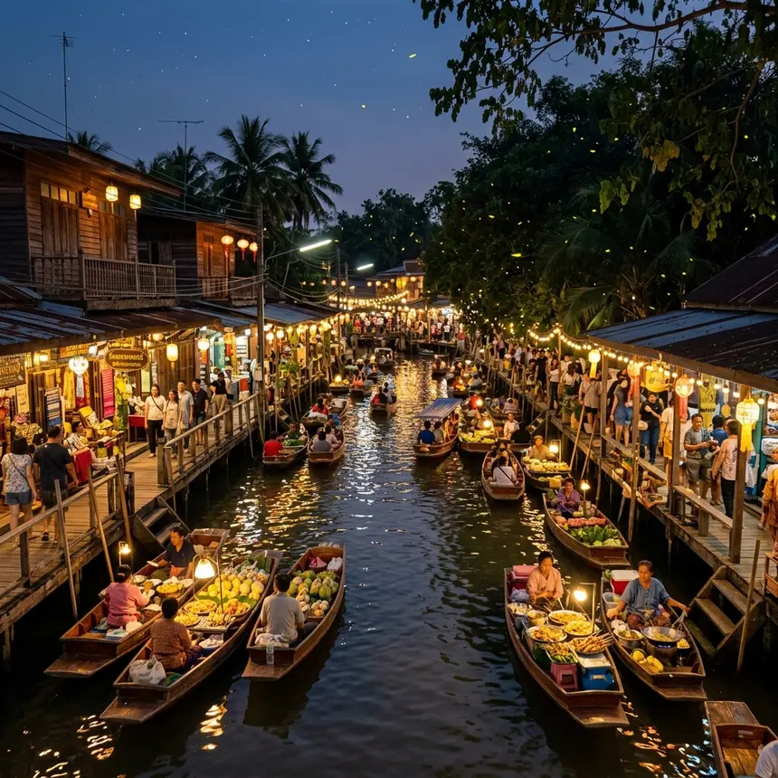 เจาะลึกภาคกลาง: ตลาดน้ำอัมพวา สมุทรสงคราม มนต์เสน่ห์วิถีริมน้ำ
