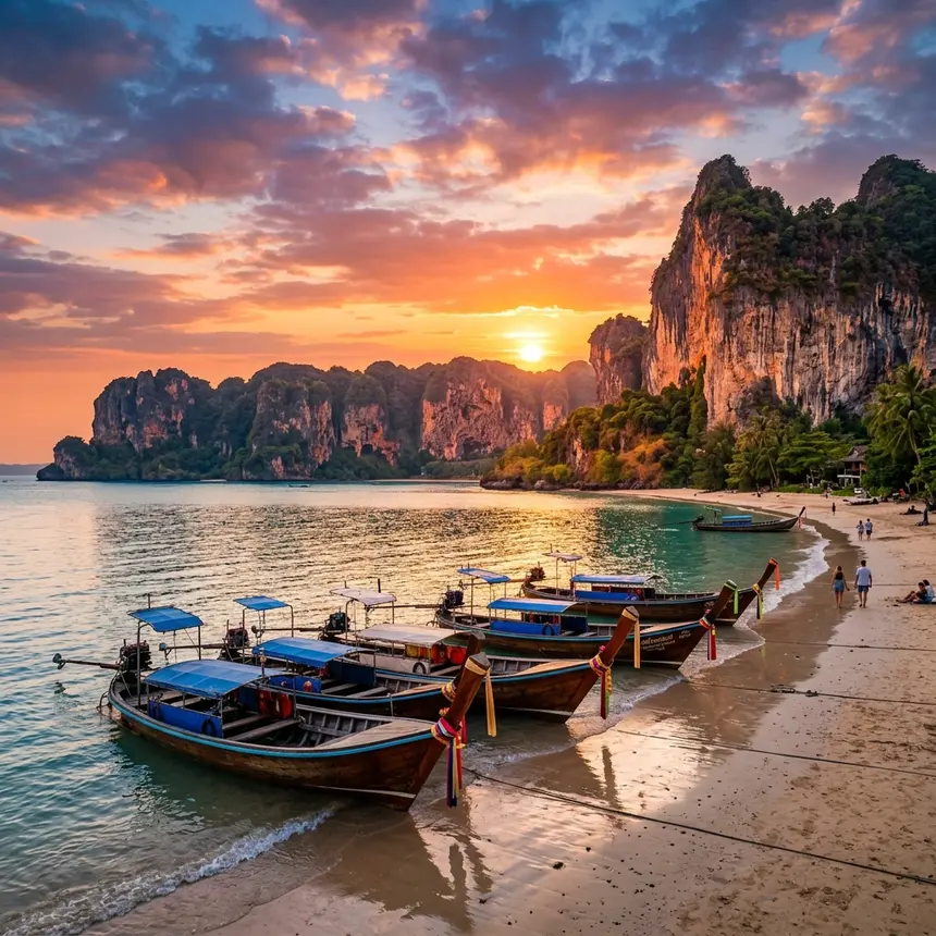 หาดไร่เลย์ กระบี่ ปีนหน้าผาท้าแดด ชมพระอาทิตย์ตก